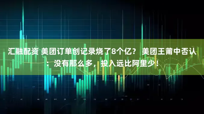 汇融配资 美团订单创记录烧了8个亿？ 美团王莆中否认：没有那么多，投入远比阿里少！