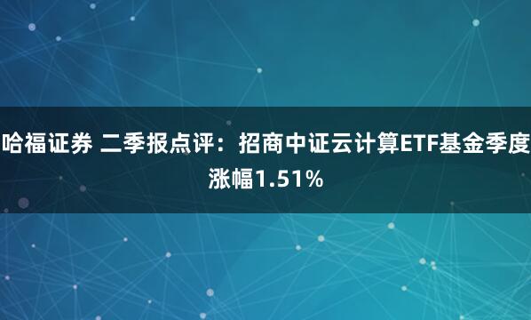 哈福证券 二季报点评：招商中证云计算ETF基金季度涨幅1.51%