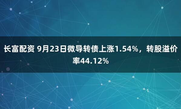 长富配资 9月23日微导转债上涨1.54%，转股溢价率44.12%