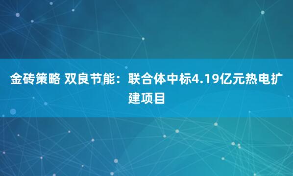金砖策略 双良节能：联合体中标4.19亿元热电扩建项目